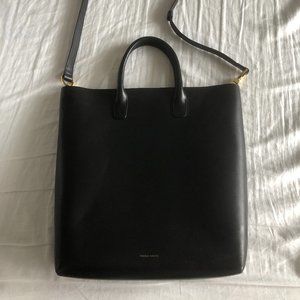 Mansur Gavriel North South Tote in Black / Flamma Red